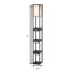 72" Black And Off White Column Floor Lamp With Off White Fabric Rectangular Shade